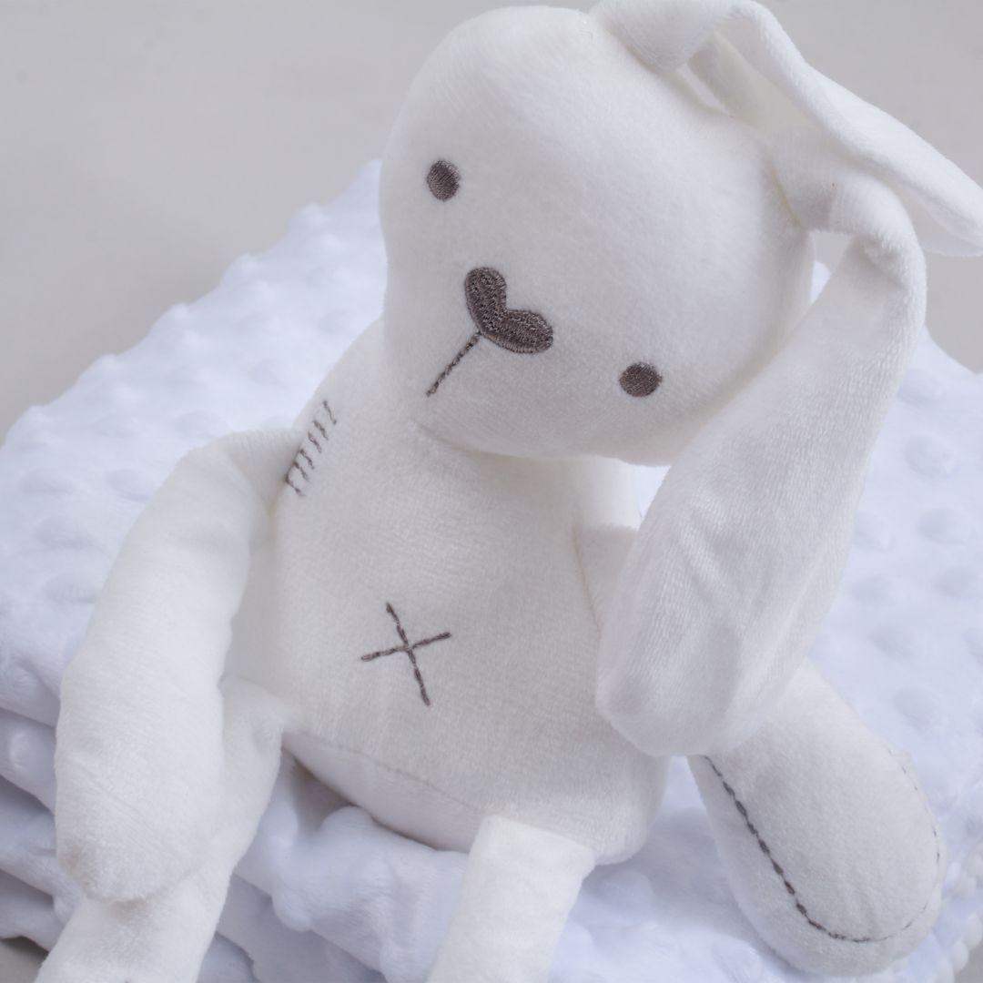 Set Cobija Bebé y Peluche Conejo - Blanco