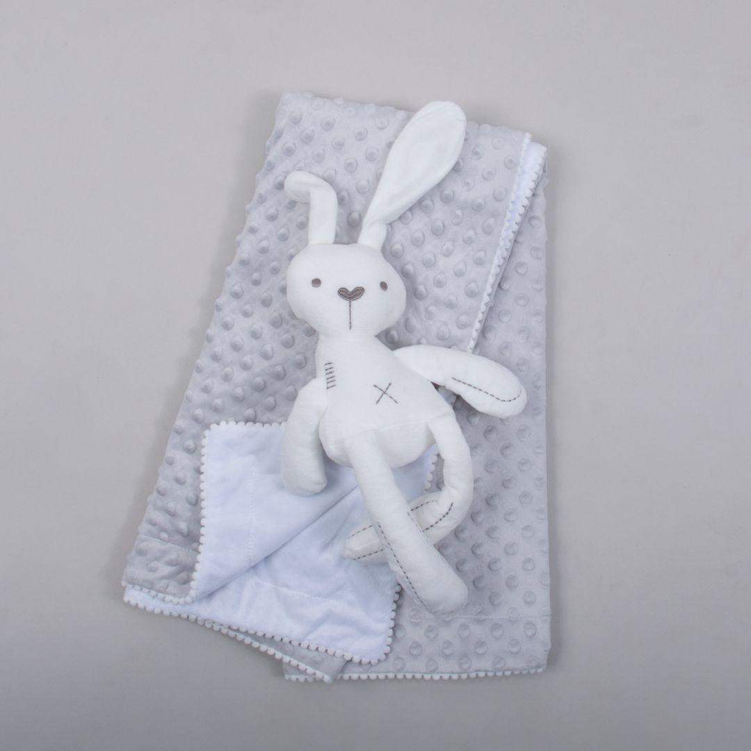 Set Cobija Bebé y Peluche Conejo - Gris