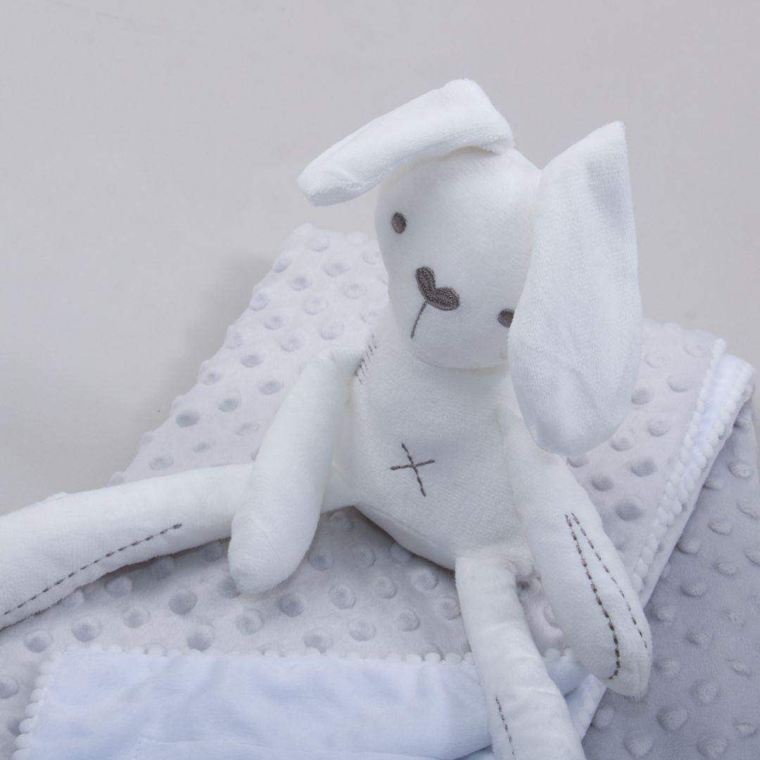 Set Cobija Bebé y Peluche Conejo - Gris