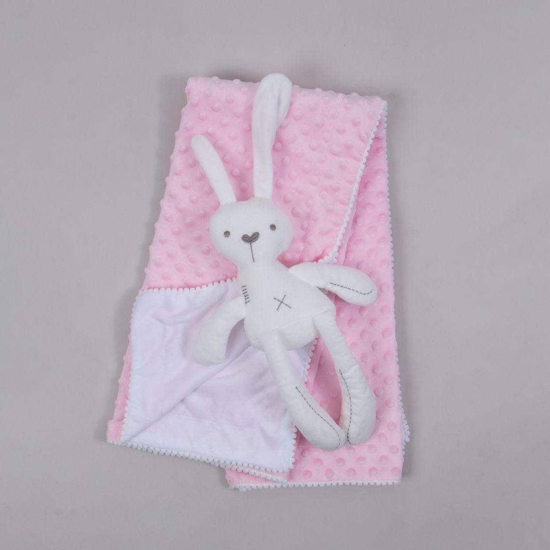 Set Cobija Bebé y Peluche Conejo - Rosado