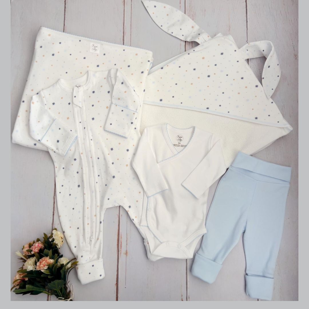 Combo Bebé Recién Nacido Pijama Estrellas Celestes