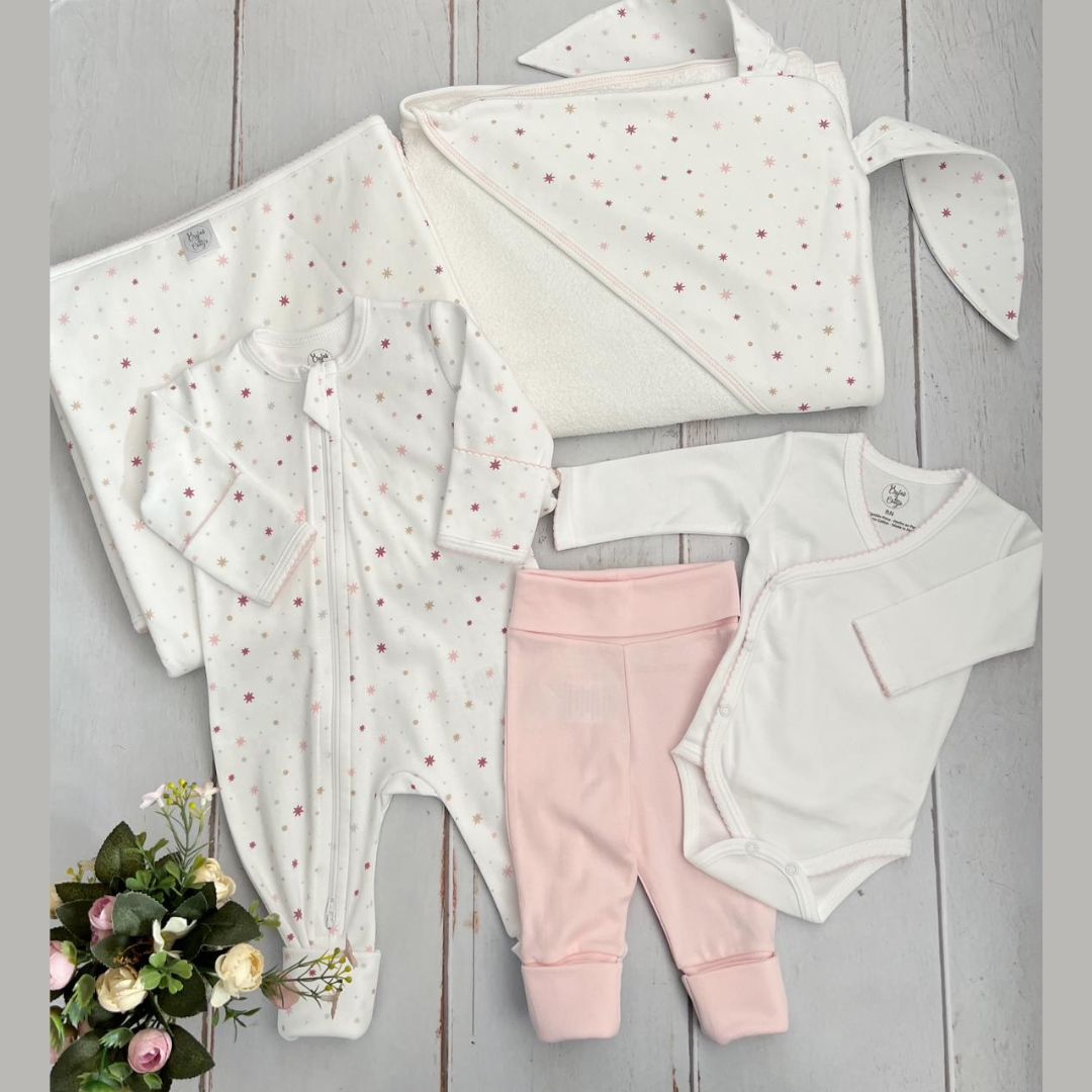 Combo Bebé Recién Nacido Pijama Estrellas Rosadas