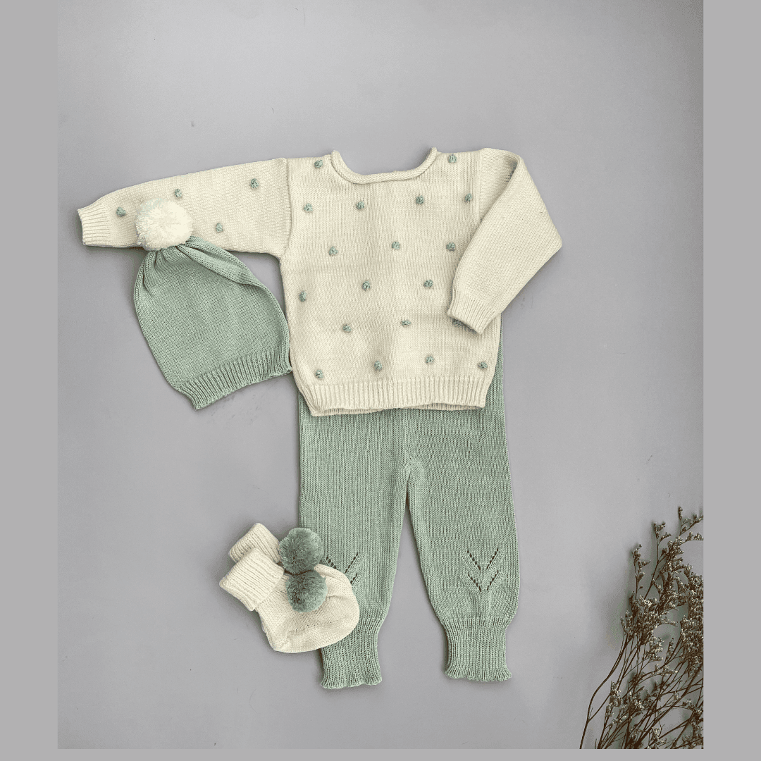 Conjunto Bebé Tejido Verde Unisex