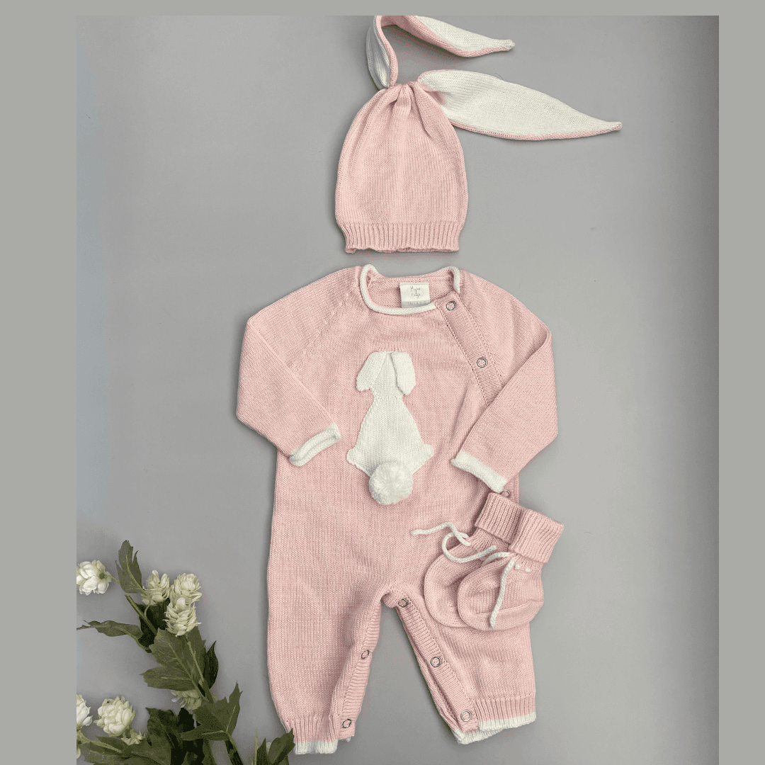 Enterizo Bebé Orejas Conejo Rosa