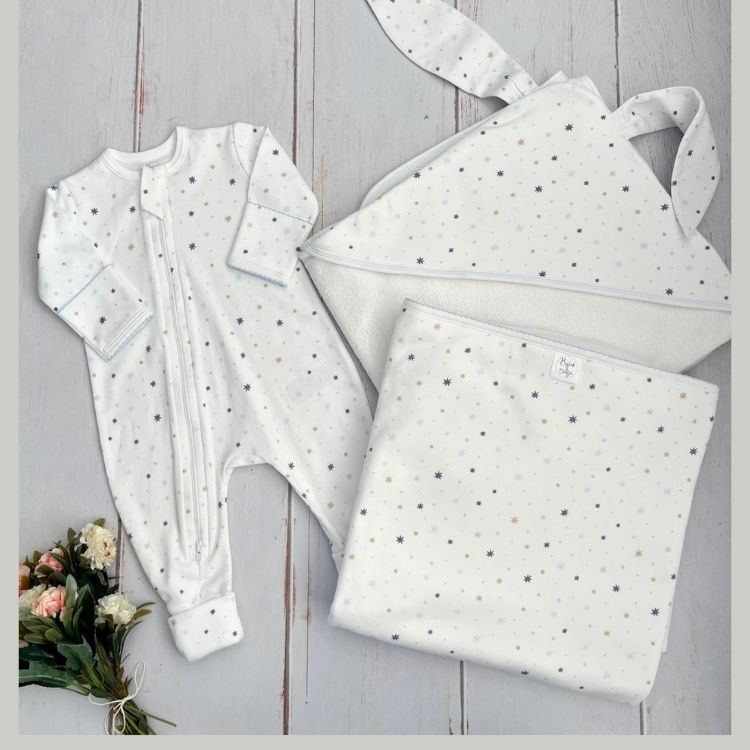 Combo Bebé Recién Nacido Pijama Estrellas Celestes