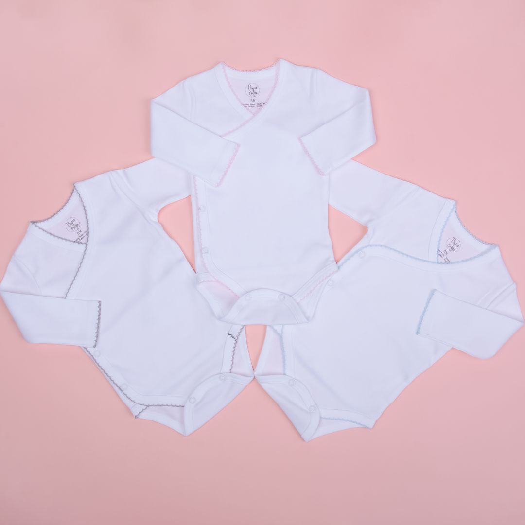 Body Mameluco Bebé Algodón Pima- Borde Gris