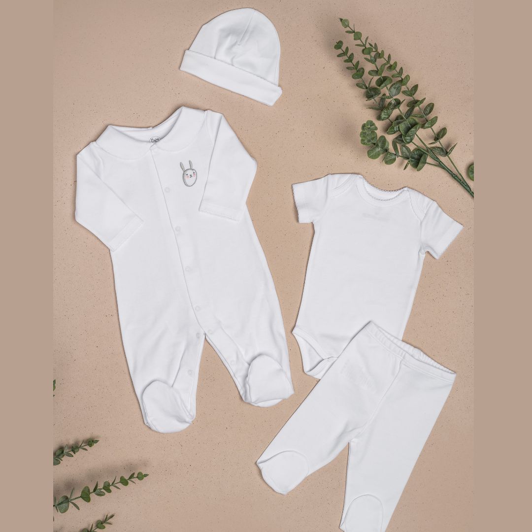 Set Bebé Recién Nacido 4 prendas Blanco