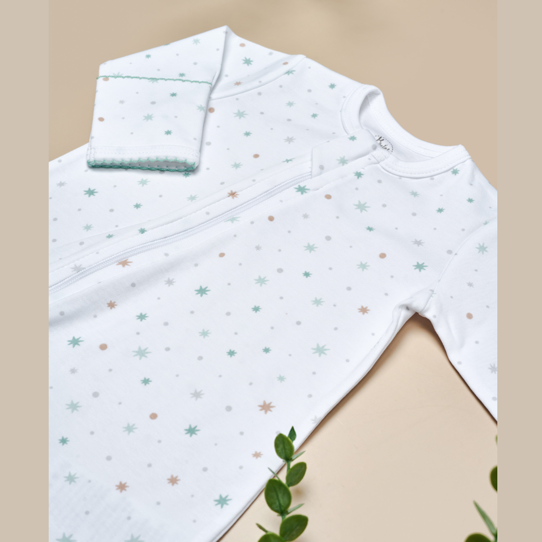 Pijama Bebé Algodón Pima Estrellas Verdes