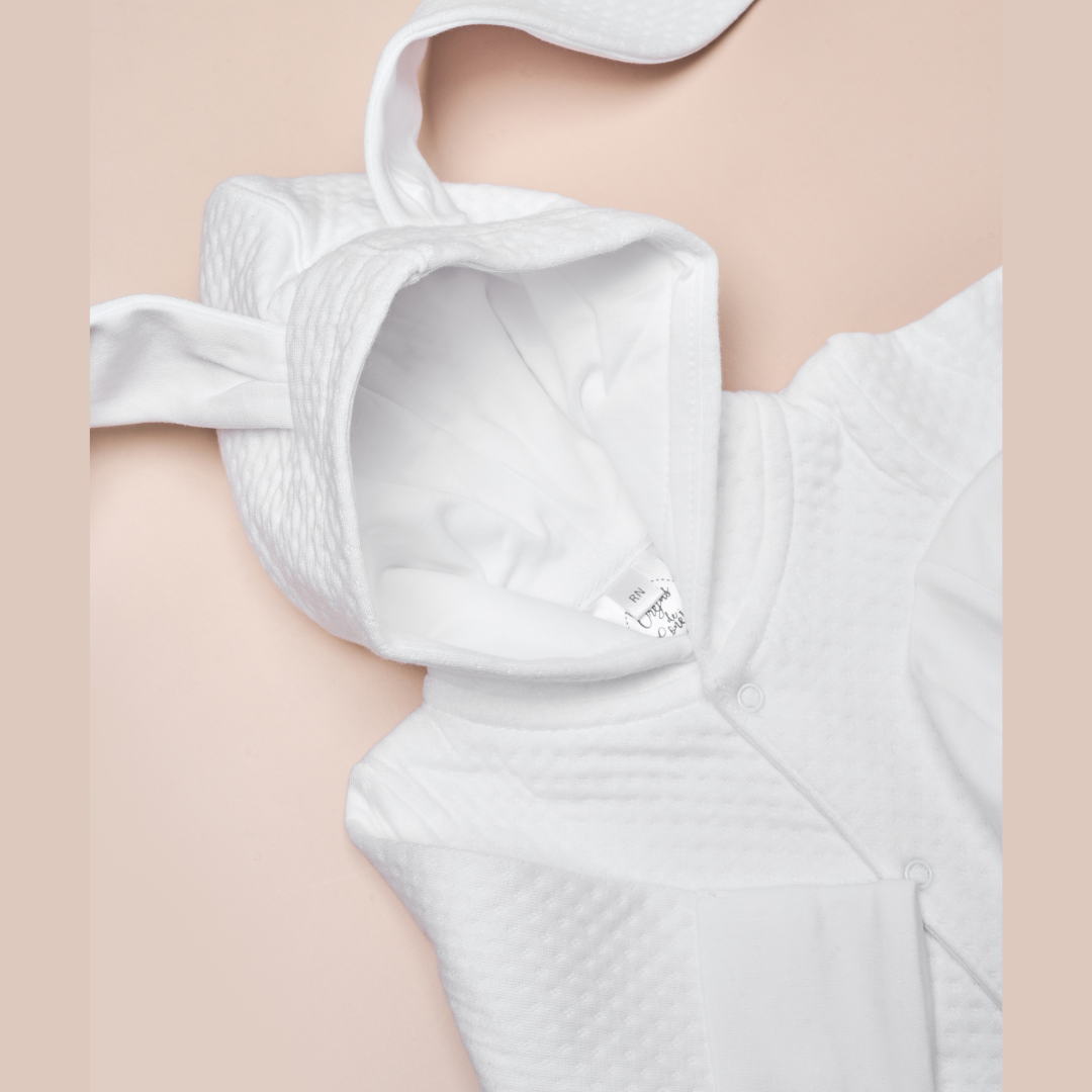 Set Bebé 3 Prendas Enterizo Orejas de Conejo Blanco