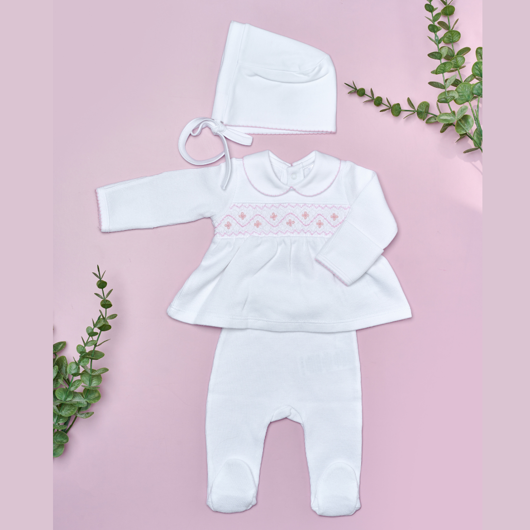 Conjunto Bebé Primer Día Algodón Pima - Blanco