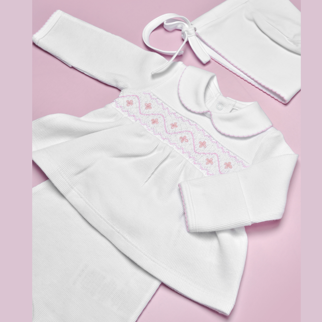 Conjunto Bebé Primer Día Algodón Pima - Blanco