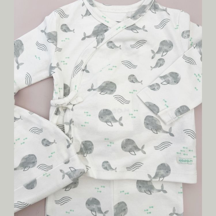 Conjunto Bebé Algodón Ballenas Unisex