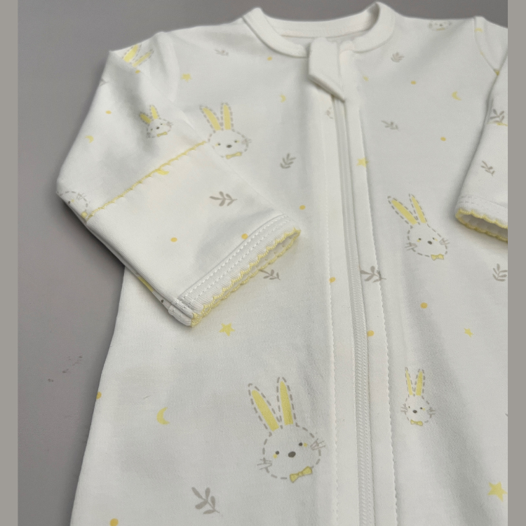Pijama Bebé Algodón Pima Conejos Amarillos