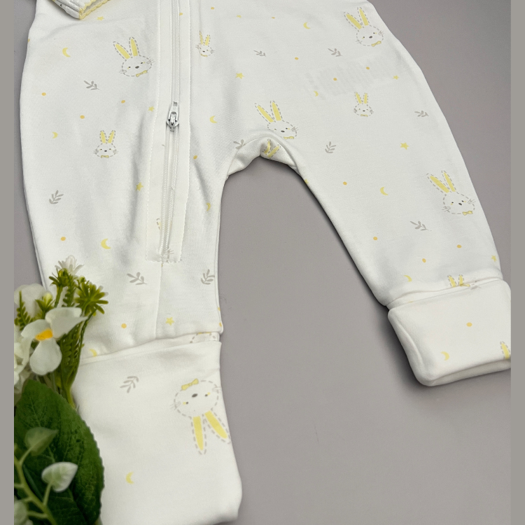 Pijama Bebé Algodón Pima Conejos Amarillos