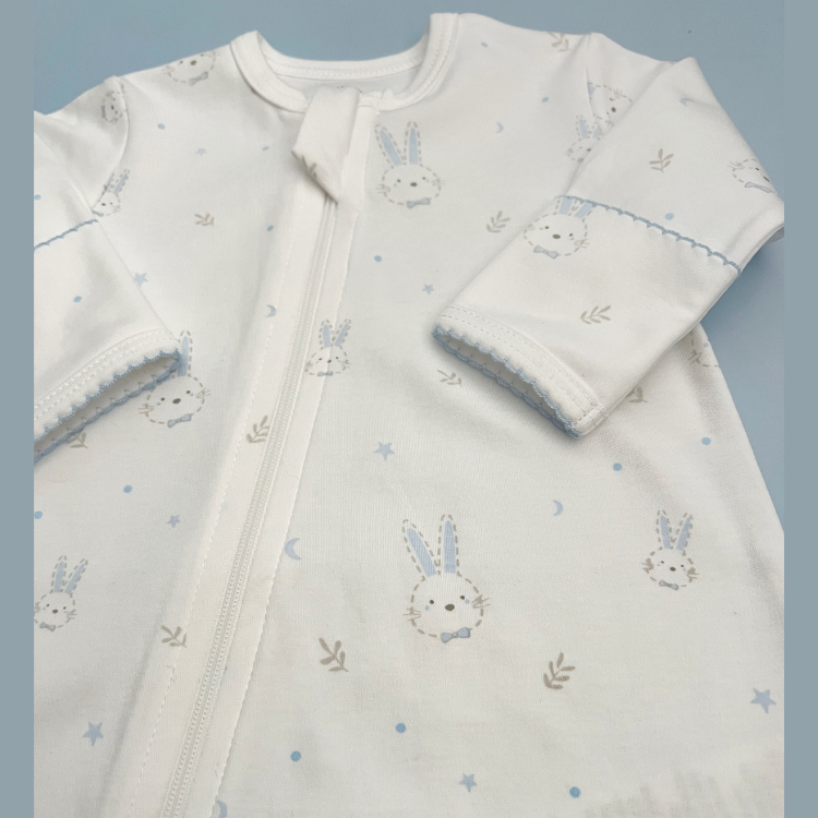Pijama Bebé Algodón Pima Conejos Celestes
