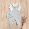 Conjunto Bebé Algodón Pima Overol y Mameluco Celeste