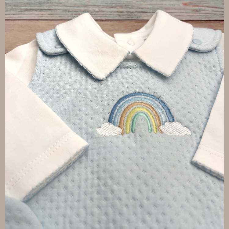 Conjunto Bebé Algodón Pima Overol y Mameluco Celeste