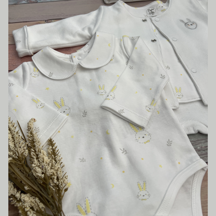 Conjunto 4 Prendas Bebé Algodón Pima Blanco