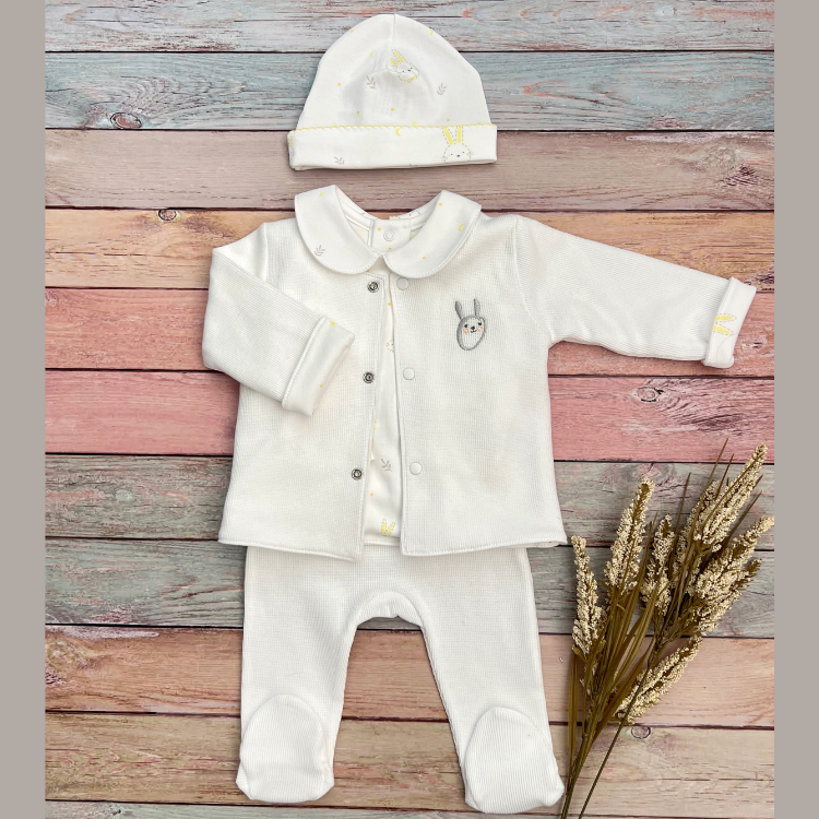Conjunto 4 Prendas Bebé Algodón Pima Blanco