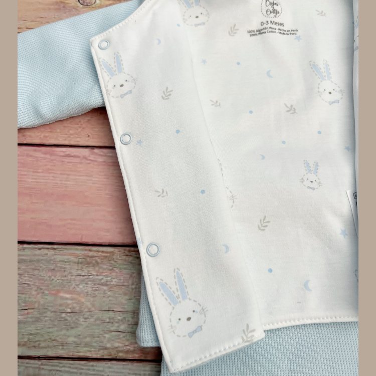 Conjunto 4 Prendas Bebé Algodón Pima Azul
