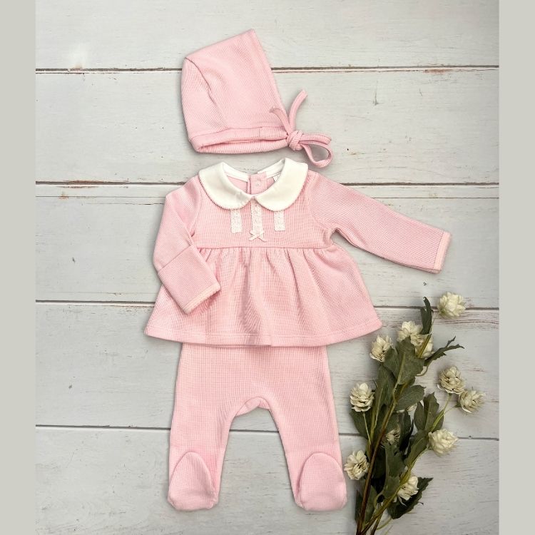 Conjunto Bebé Primer Día Algodón Pima - Rosado