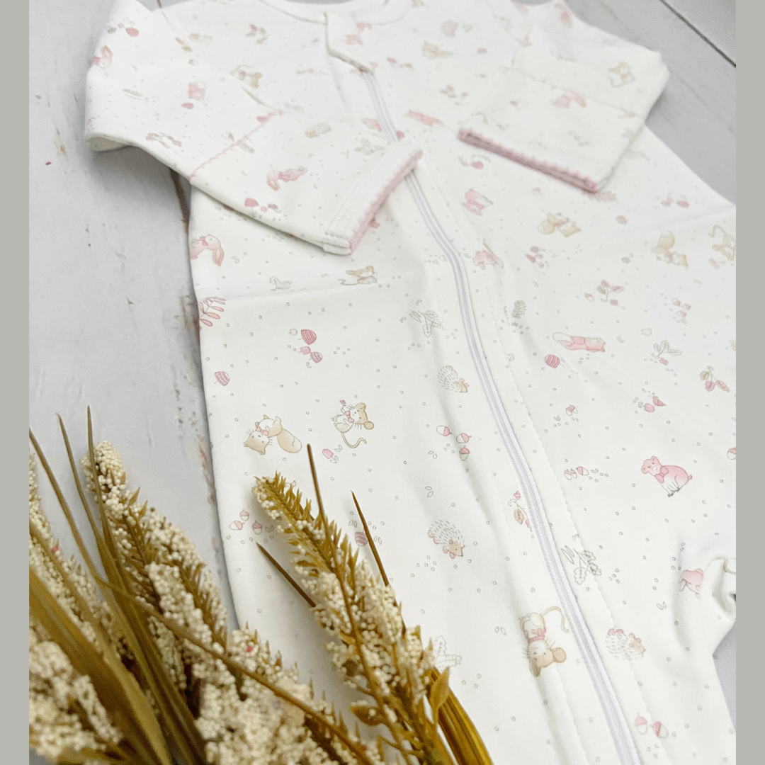Pijama Bebé Algodón Pima Ardillas Rosa