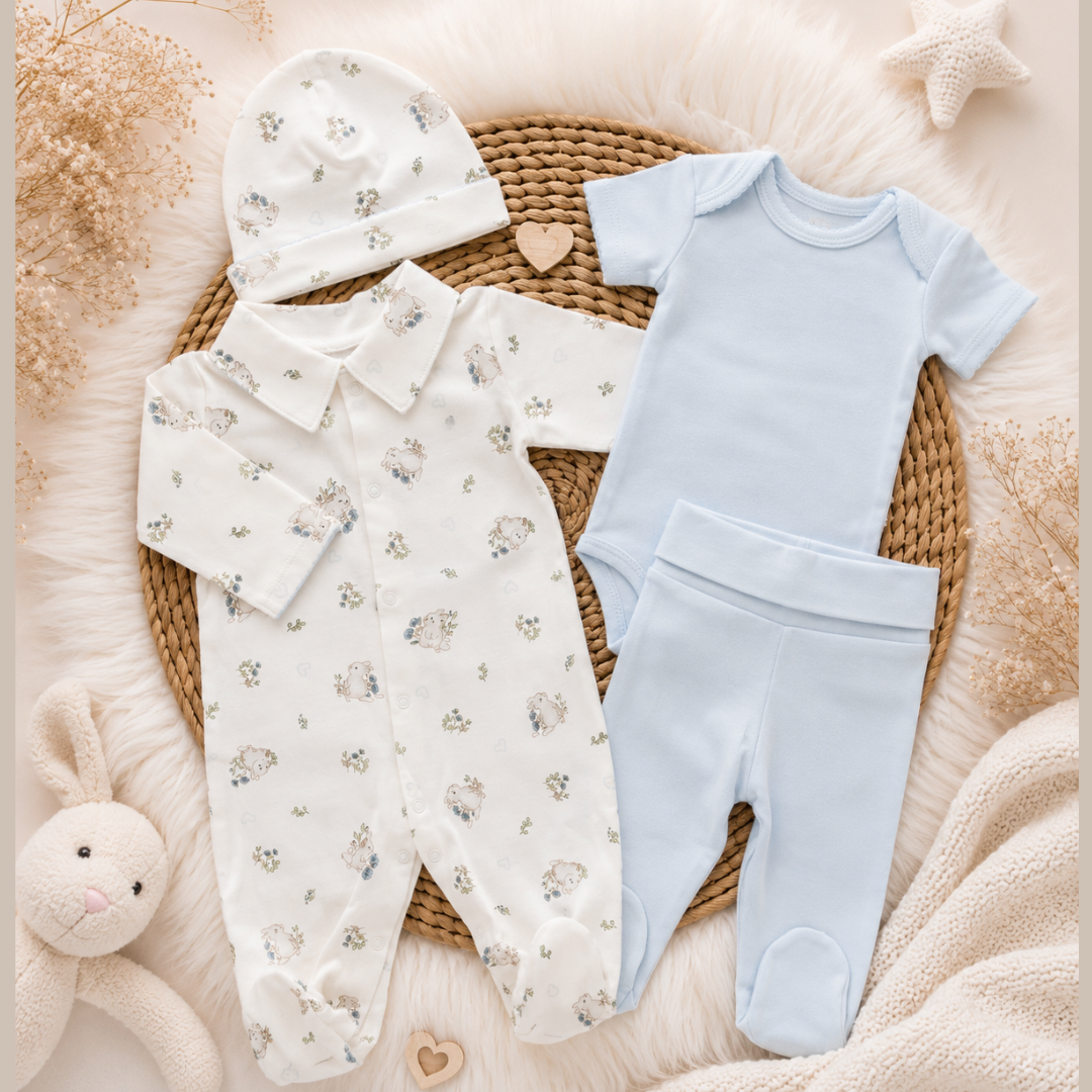 Set Bebé Recién Nacido 4 prendas Celeste