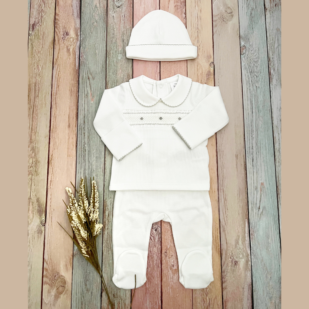 Conjunto Bebé Primer Día Algodon Pima - Blanco