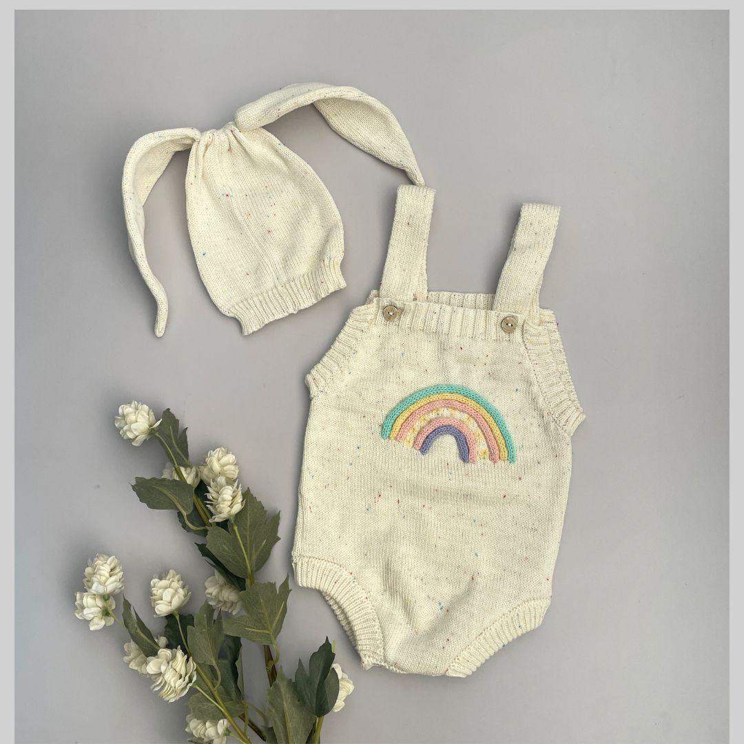 Bobito Corto Bebé Tejido de Arcoiris - Orejas de Conejo