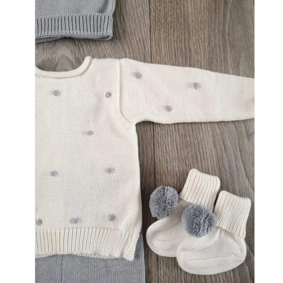Conjunto Bebé Tejido Gris Unisex