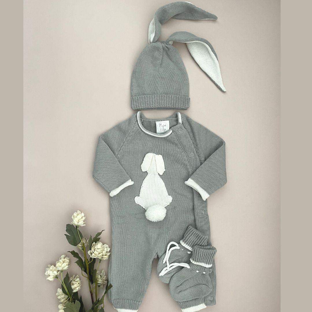 Enterizo Bebé Orejas Conejo Gris