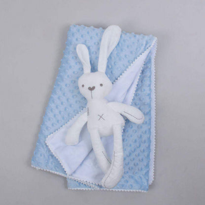 Set Cobija Bebé y Peluche Conejo - Celeste