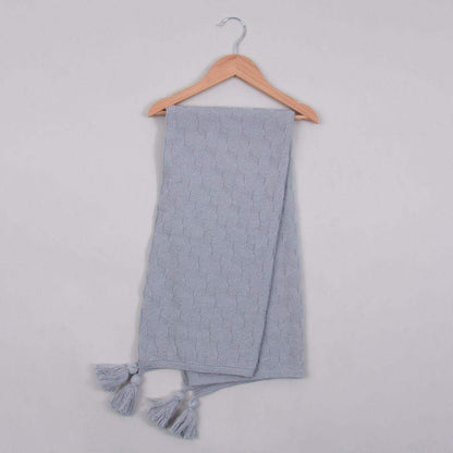 Manta Cobija Bebé Tejida Pompom Gris