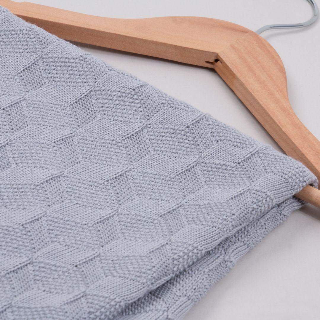 Manta Cobija Bebé Tejida Pompom Gris