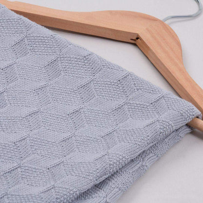 Manta Cobija Bebé Tejida Pompom Gris