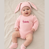 Bobito Corto Bebé Tejido Gorro Conejo Rosado