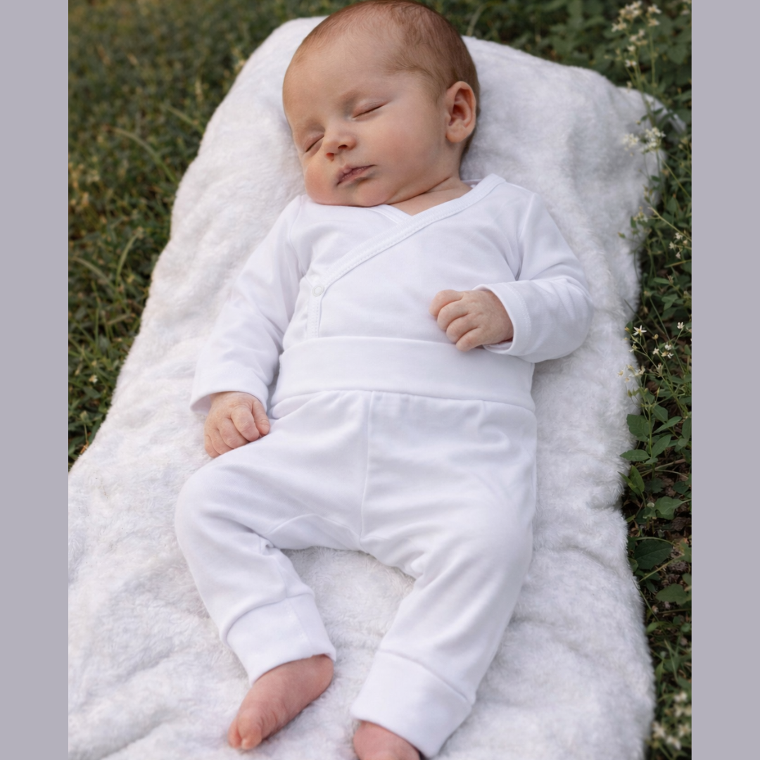 Set Mameluco Cruzado y Pantalón - Blanco