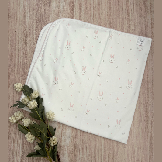 Manta Cobertor Bebé Algodón Pima Conejos Rosados