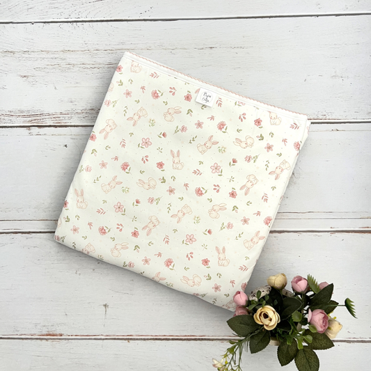 Cobertor Bebé Algodon Pima Polar Conejos Rosado