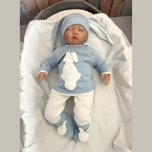 Conjunto Bebé Tejido Conejo Celeste