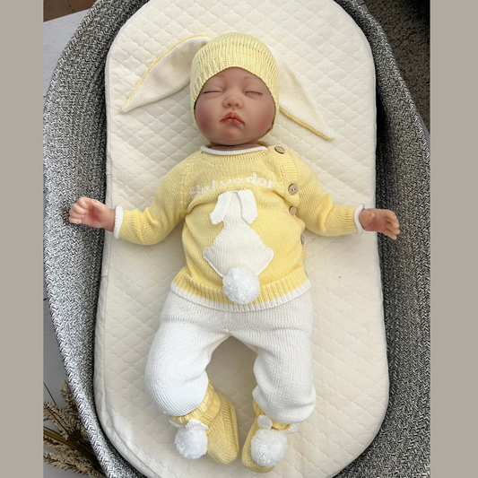 Conjunto Bebé Tejido Conejo Amarillo