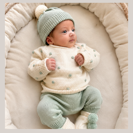 Conjunto Bebé Tejido Verde Unisex
