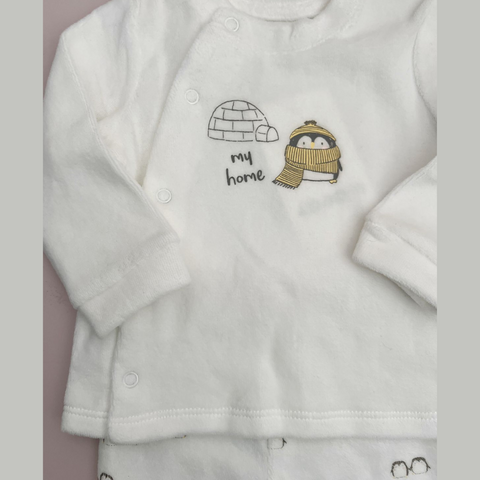 Conjunto Bebé Velour Pinguino Unisex