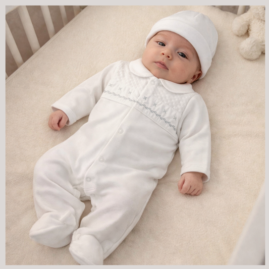 Enterizo Primer Día Bebé Algodon Pima Blanco