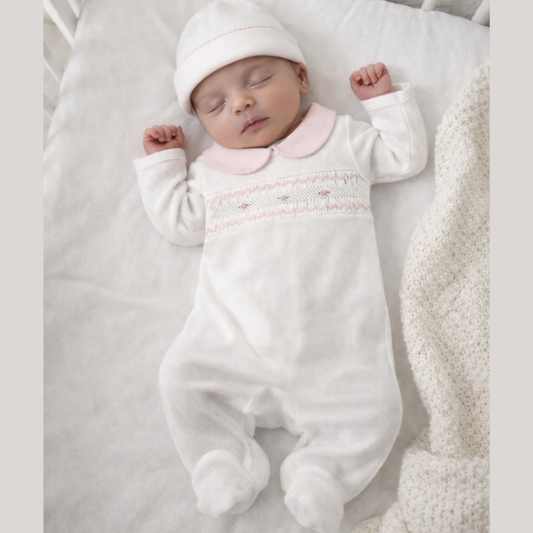 Enterizo Bebé Algodon Pima Nido Abeja Rosado