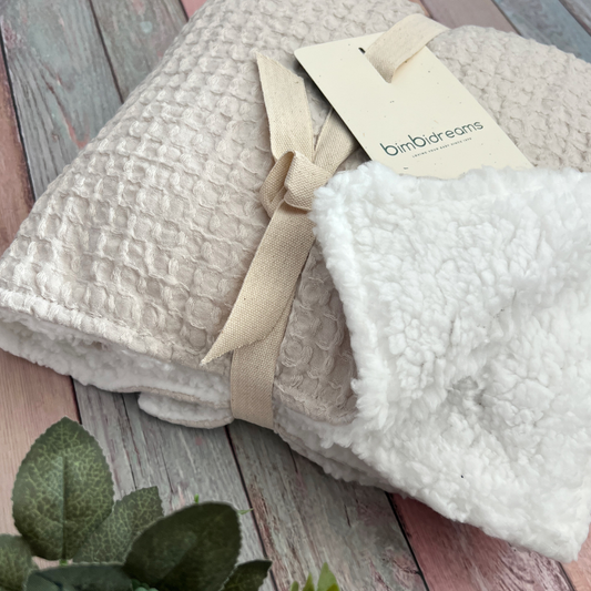 Manta Waffle doble cara Beige