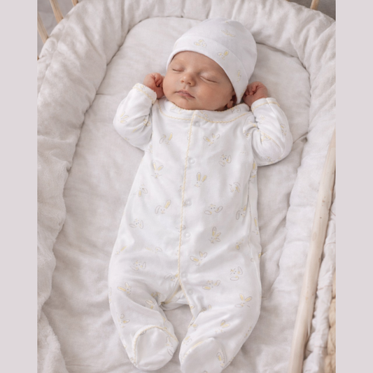 Pijama Bebé Algodón Pima Conejos Amarillos