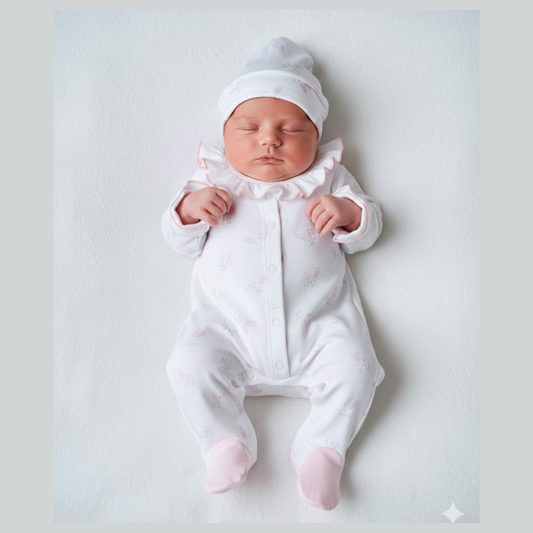 Pijama Bebé Enterizo Algodón Pima Conejos Rosa