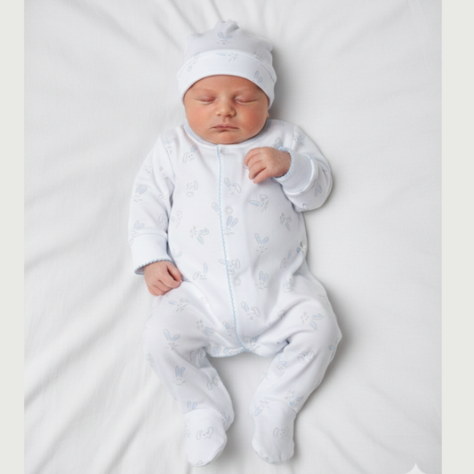 Pijama Bebé Enterizo Algodón Pima Conejos Azul