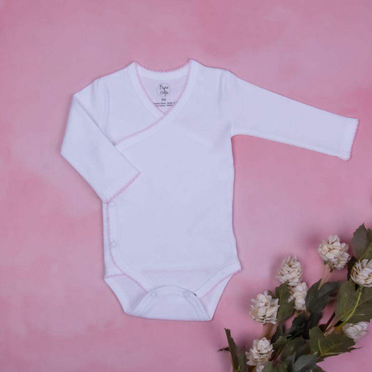 Body Mameluco Bebé Algodón Pima- Borde Rosado - Orejas de Conejo